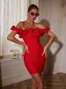 Jester Off Shoulder Flower Bandage Dress sold by Mew Mews