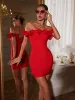 Jester Off Shoulder Flower Bandage Dress sold by Mew Mews