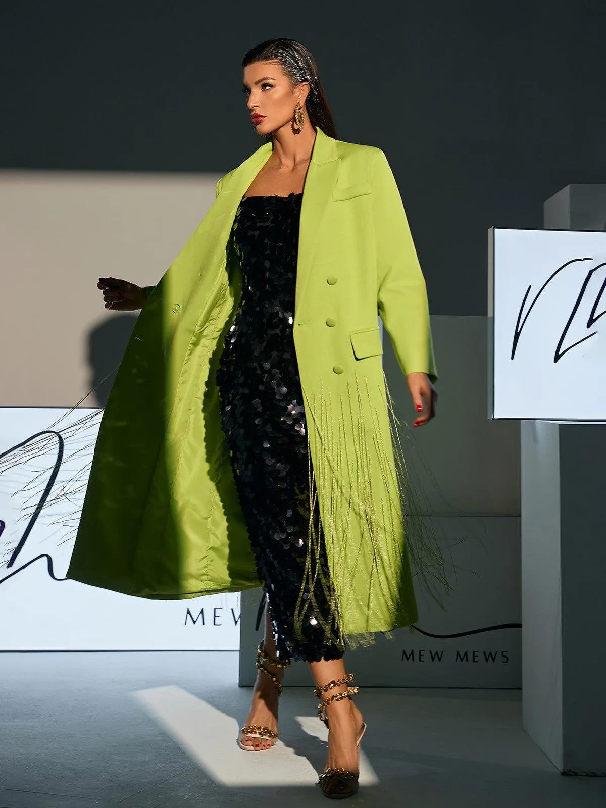 Inigo Crystal Fringe Blazer Coat sold by Mew Mews product image thumbnail 2