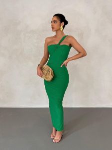 Emi One Shoulder Backless Maxi Dress In Green sold by Mew Mews
