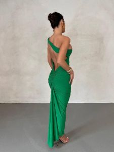 Emi One Shoulder Backless Maxi Dress In Green sold by Mew Mews