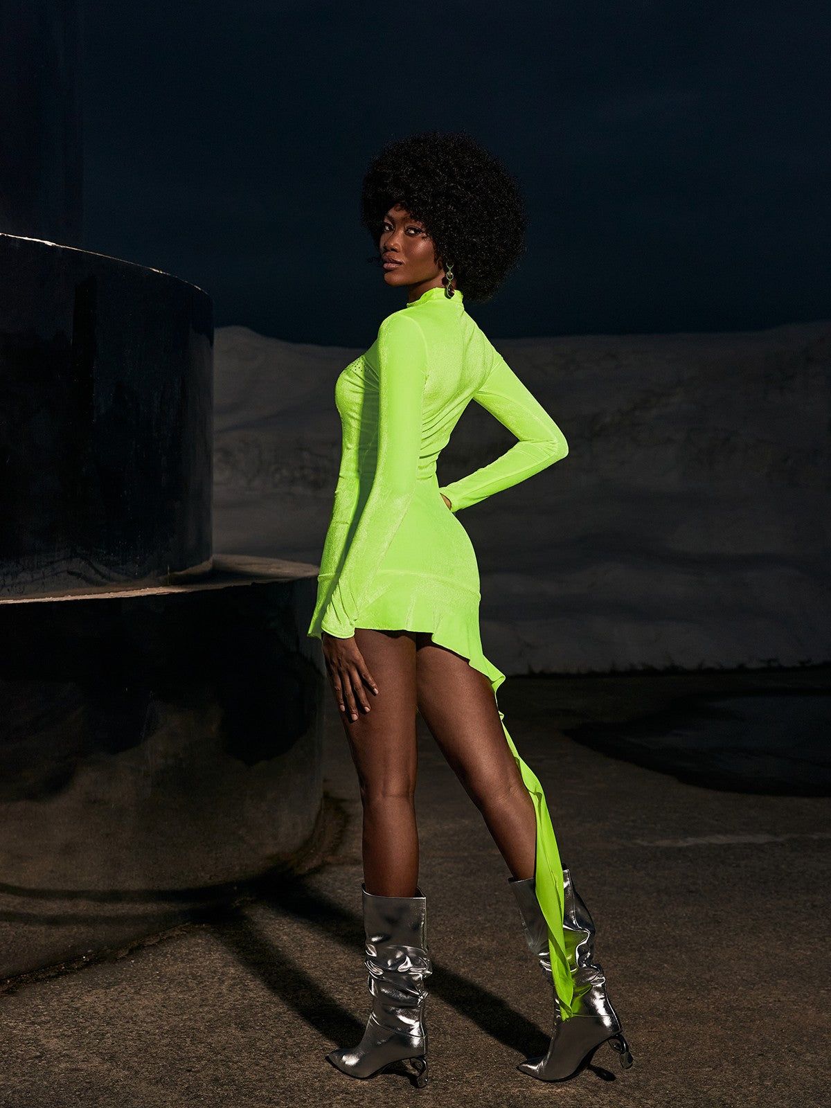 Gigol Rhinestone Velvet Dress In Green sold by Mew Mews product image thumbnail 5