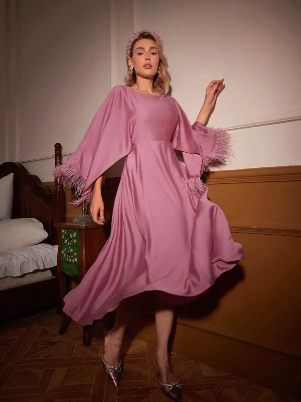 Lewis Feather Fringe Midi Dress sold by Mew Mews