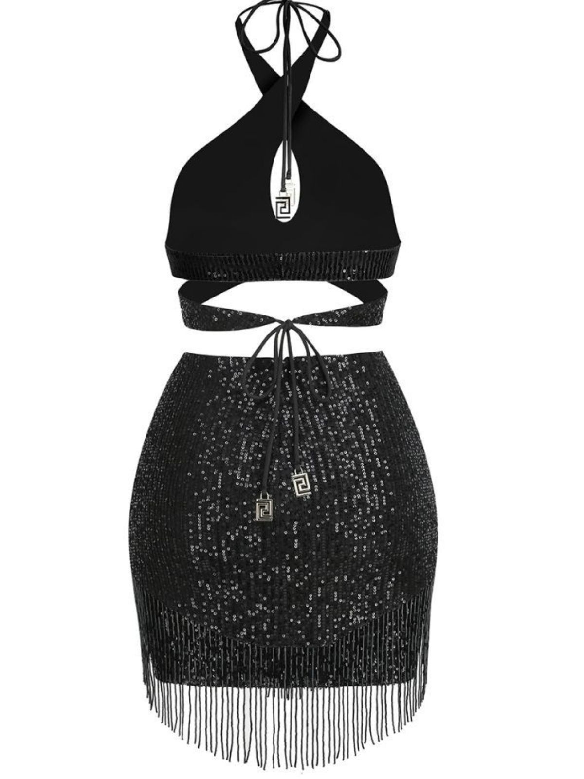 Altalune Halterneck Sequin Skirt Set In Black sold by Mew Mews product image thumbnail 8