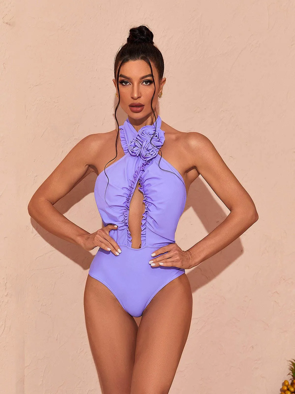 Cally Halterneck Swimwear Two Piece Set In Lilac sold by Mew Mews product image thumbnail 5