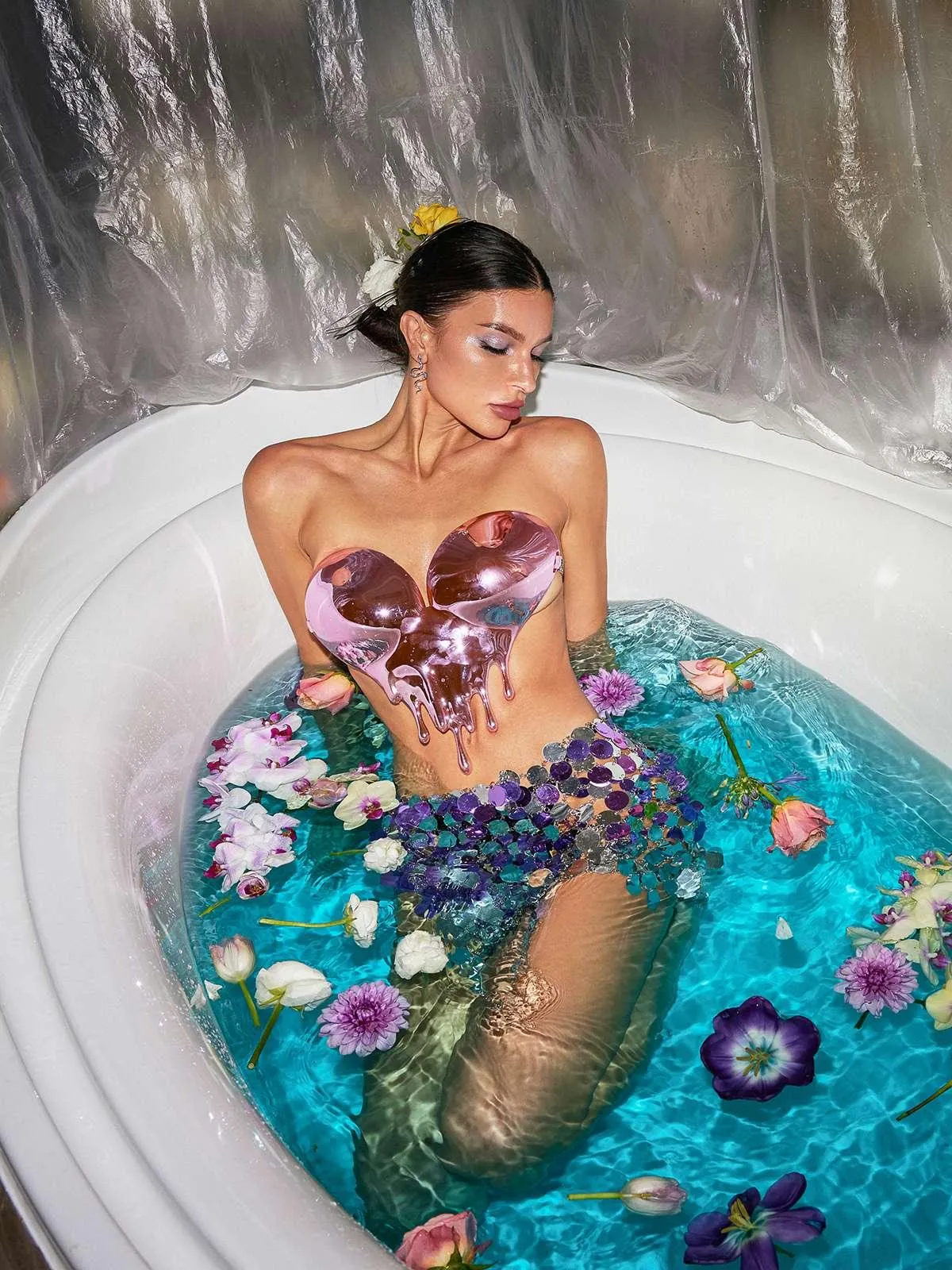 Iago Metallic Heart Drop Armor Top In Pink sold by Mew Mews product image thumbnail 3