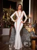 Ismay Long Sleeve Mesh Bodycon Maxi Dress In White sold by Mew Mews