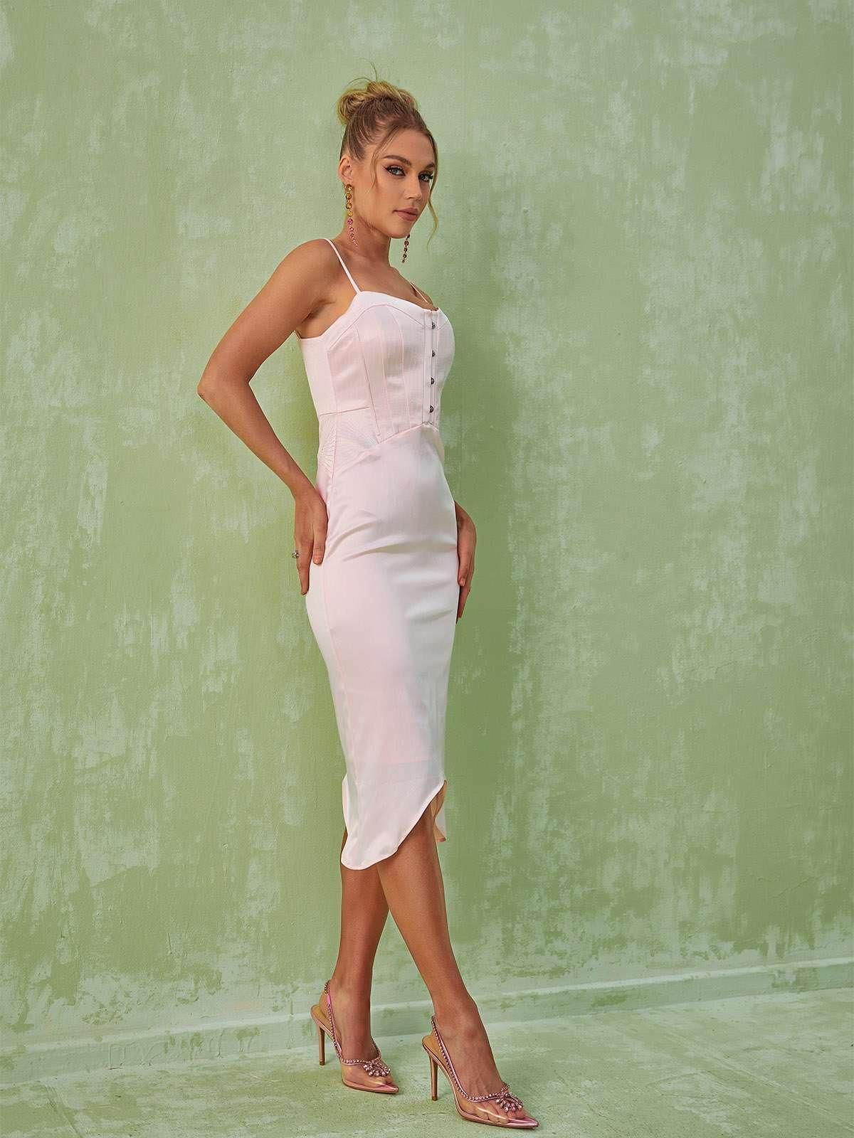 Shoshana Spaghetti Midi Dress In Blush sold by Mew Mews product image thumbnail 3