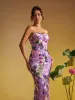 Nakoa Strapless Sequin Embroidered Maxi Dress In Purple sold by Mew Mews