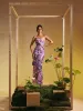 Nakoa Strapless Sequin Embroidered Maxi Dress In Purple sold by Mew Mews