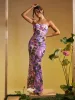 Nakoa Strapless Sequin Embroidered Maxi Dress In Purple sold by Mew Mews