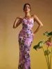 Nakoa Strapless Sequin Embroidered Maxi Dress In Purple sold by Mew Mews