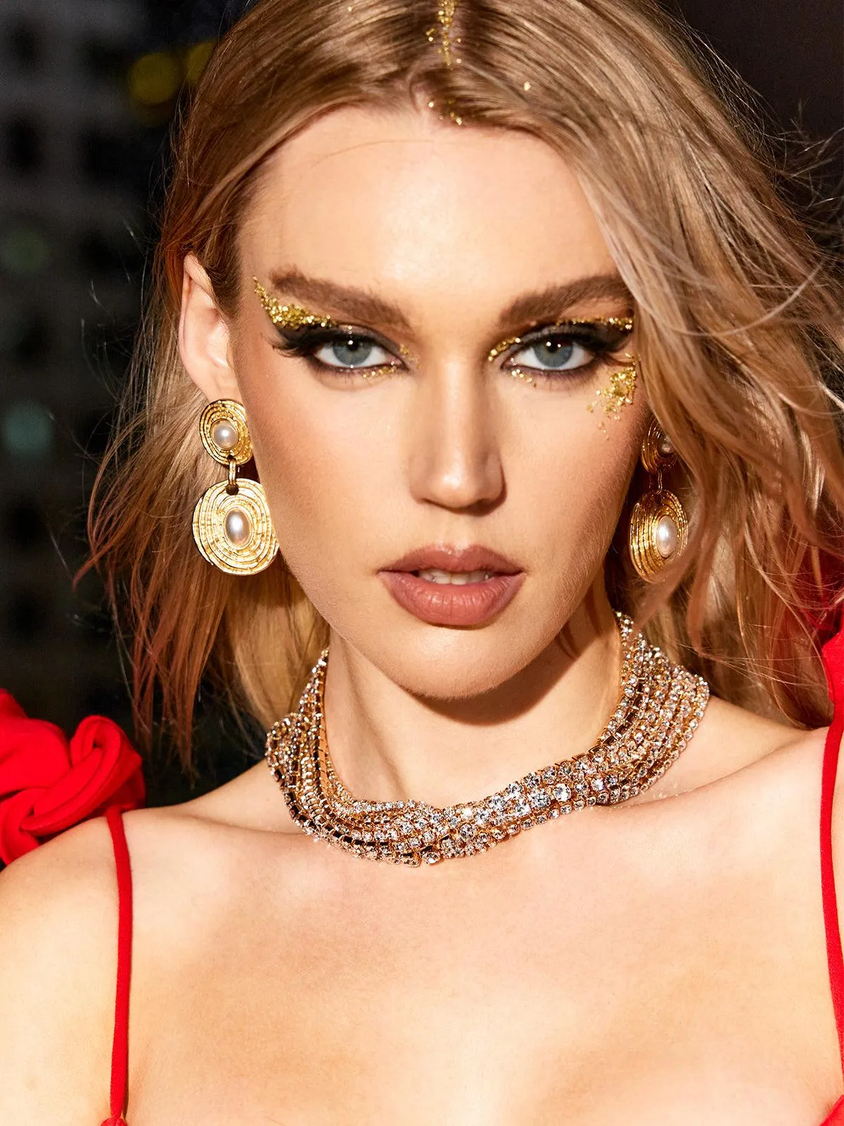 Jago Multi Layered Crystal Necklace In Gold sold by Mew Mews product image thumbnail 2