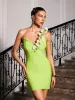 Rajiv One Shoulder Flower Bandage Mini Dress sold by Mew Mews