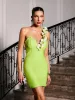 Rajiv One Shoulder Flower Bandage Mini Dress sold by Mew Mews