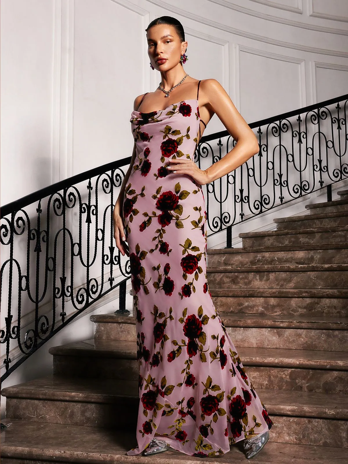 Gilead Spagehtti Floral Maxi Dress sold by Mew Mews product image thumbnail 5