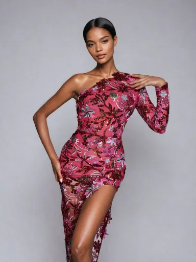 Annalee One Shoulder Flower Sequin Dress sold by Mew Mews product image thumbnail 2