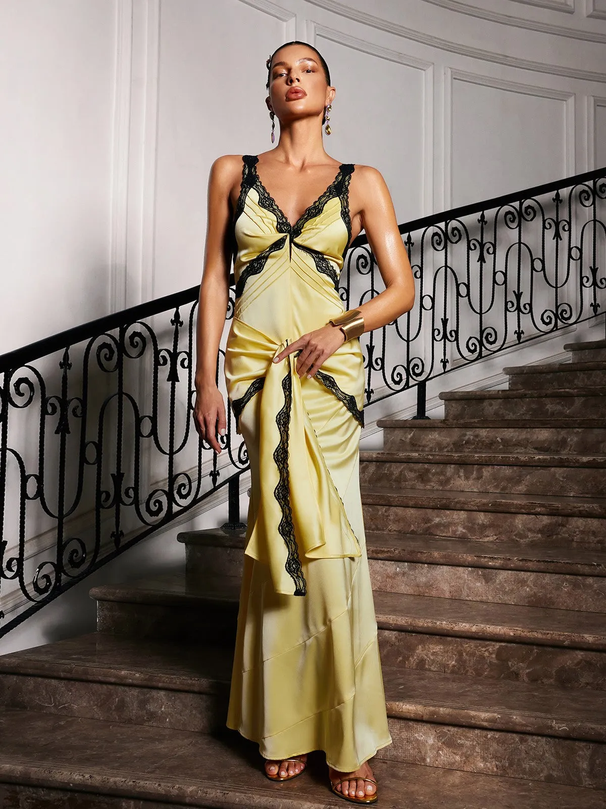 Nahma Lace Satin Maxi Dress sold by Mew Mews product image thumbnail 3