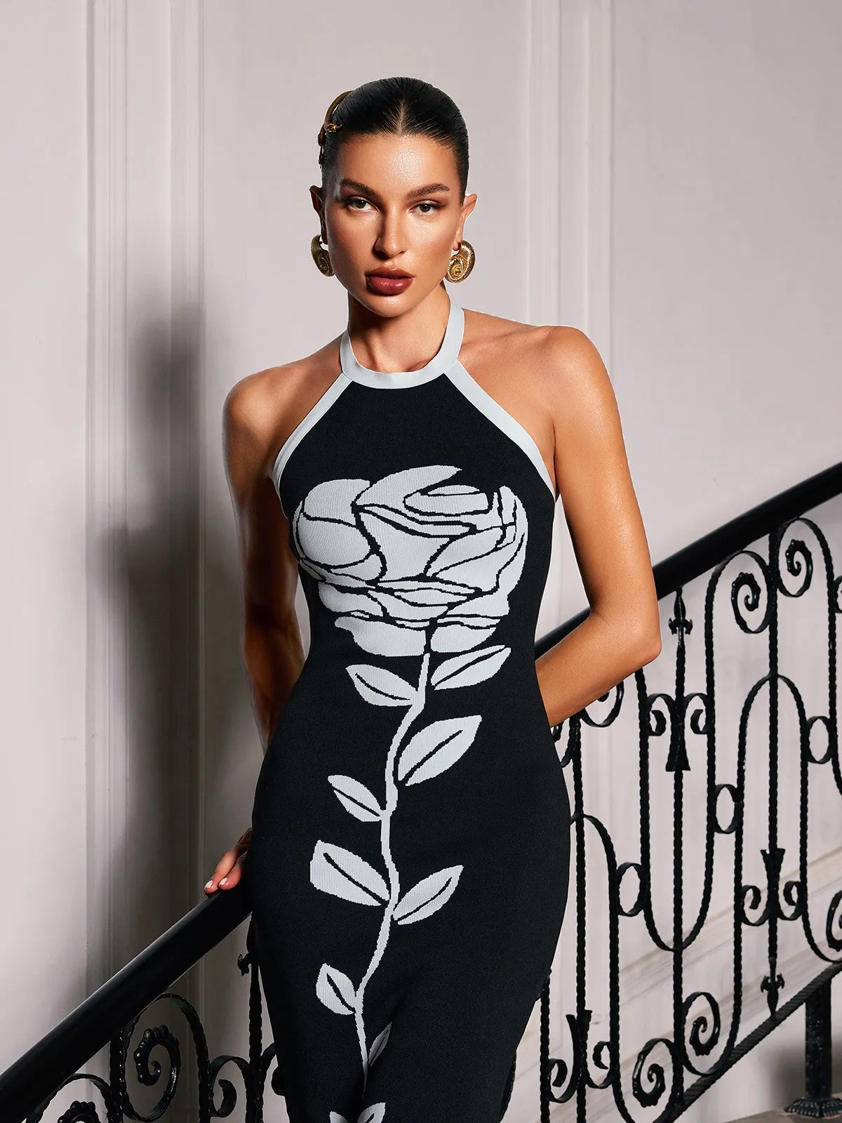 Gifford Halterneck Flower Bandage Midi Dress sold by Mew Mews product image thumbnail 2