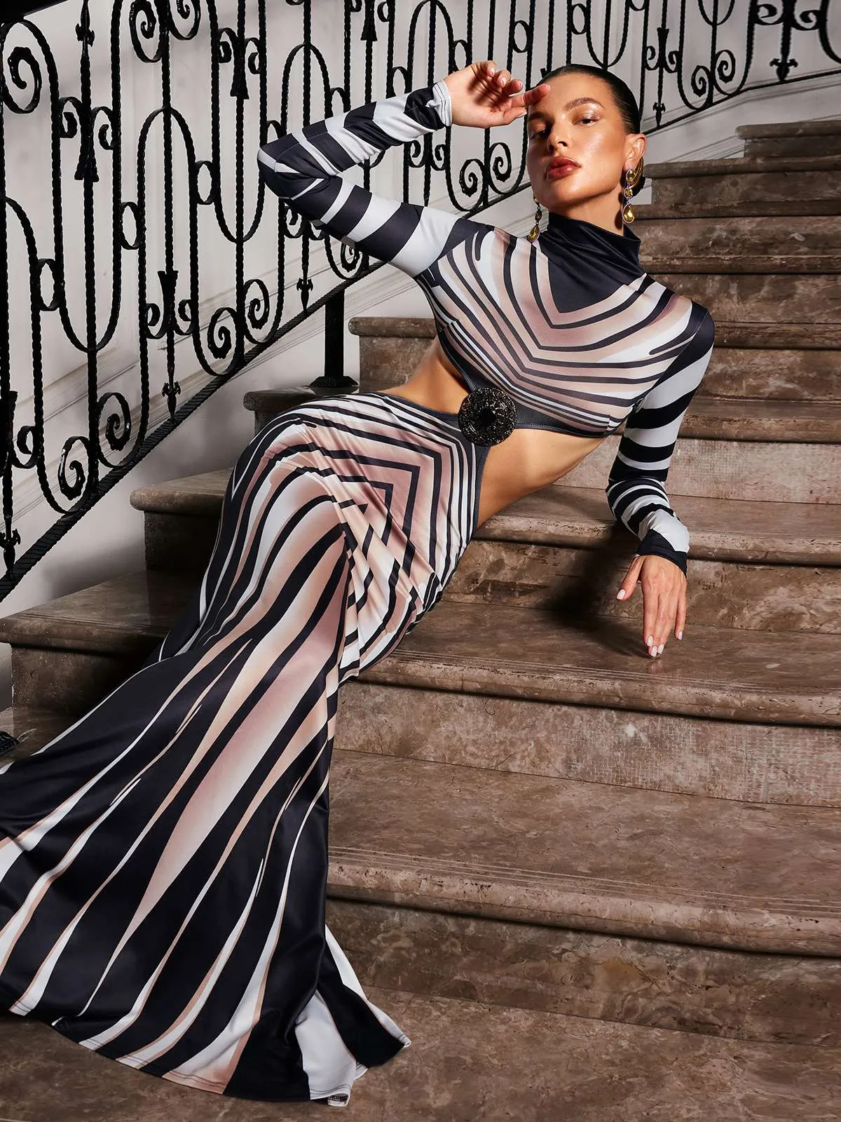 Pieda Zebra Printed Cutout Maxi Dress sold by Mew Mews product image thumbnail 4