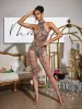 Siesen Cutout Cobweb Rhinestone Mesh Jumpsuit In Nude sold by Mew Mews