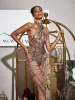 Siesen Cutout Cobweb Rhinestone Mesh Jumpsuit In Nude sold by Mew Mews