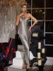 Bluma Halterneck Fringe Maxi Dress In Grey sold by Mew Mews