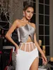 Bluma Halterneck Fringe Top In Grey sold by Mew Mews