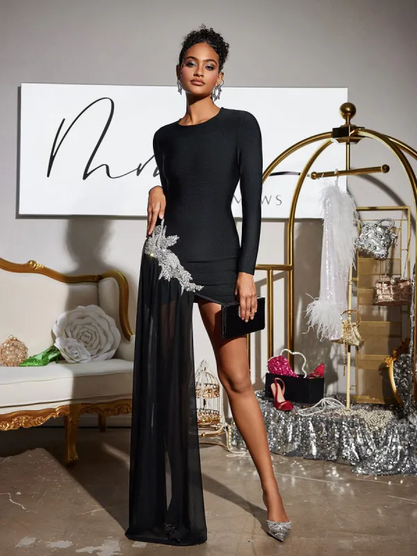 Duald Long Sleeve Crystal Bandage Dress sold by Mew Mews