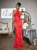 Aedin Halterneck Flower Maxi Dress In Red sold by Mew Mews