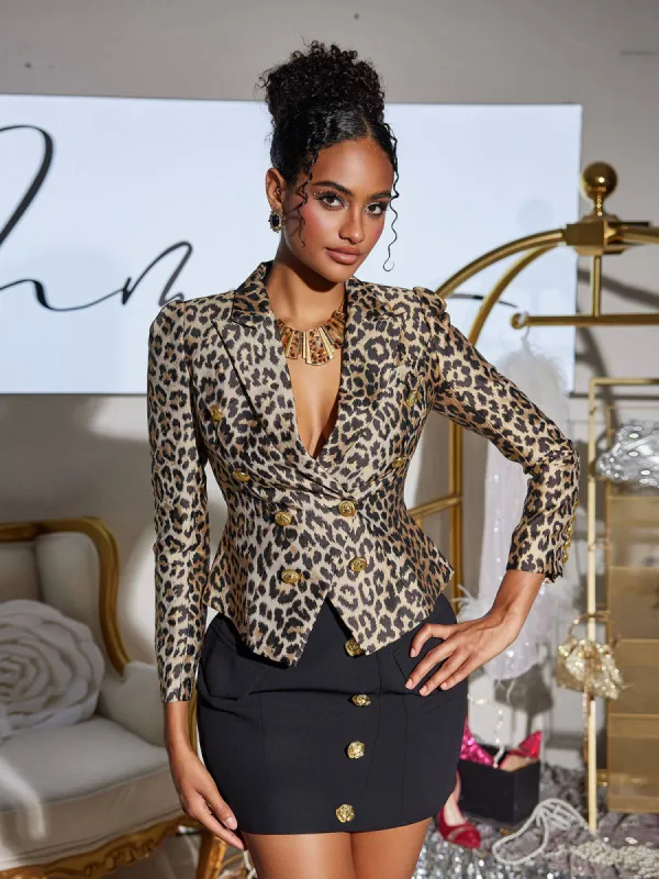 Coltra Button Leopard Lapel Blazer sold by Mew Mews