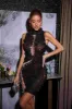 Midori Sleeveless Flower Rhinestone Mini Dress In Brown sold by Mew Mews