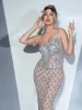 Sean Strapless Rhinestone Mesh Maxi Dress sold by Mew Mews