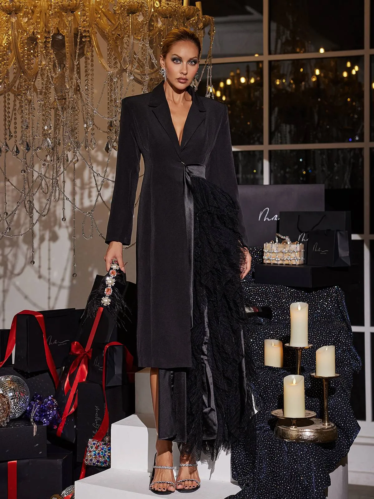 Haban Tulle Trimmed Lapel Coat sold by Mew Mews product image thumbnail 3