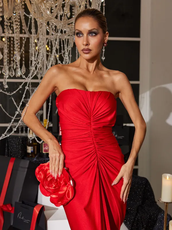 Wells White Flower Satin Clutch In Red sold by Mew Mews