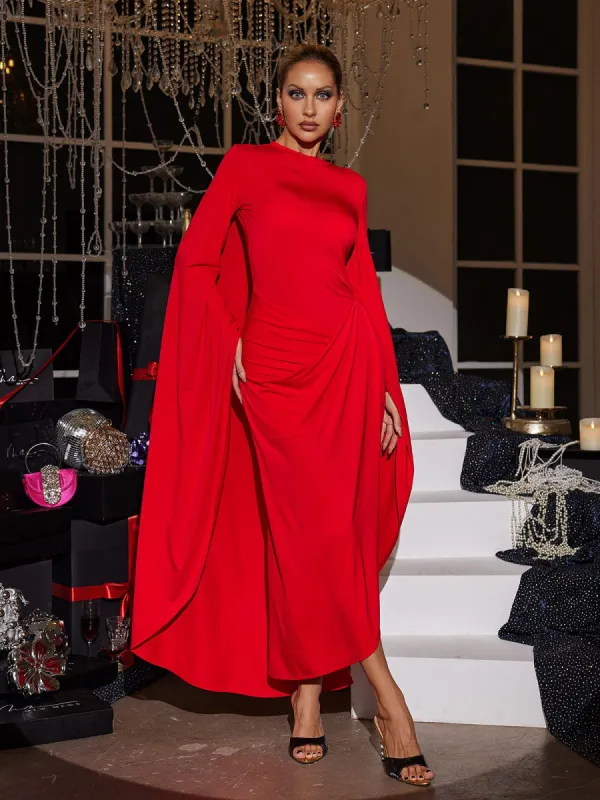 Tiernan Long Sleeve Cape Maxi Dress sold by Mew Mews