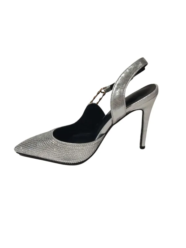 Jaxxon Crystal Heels In Silver sold by Mew Mews