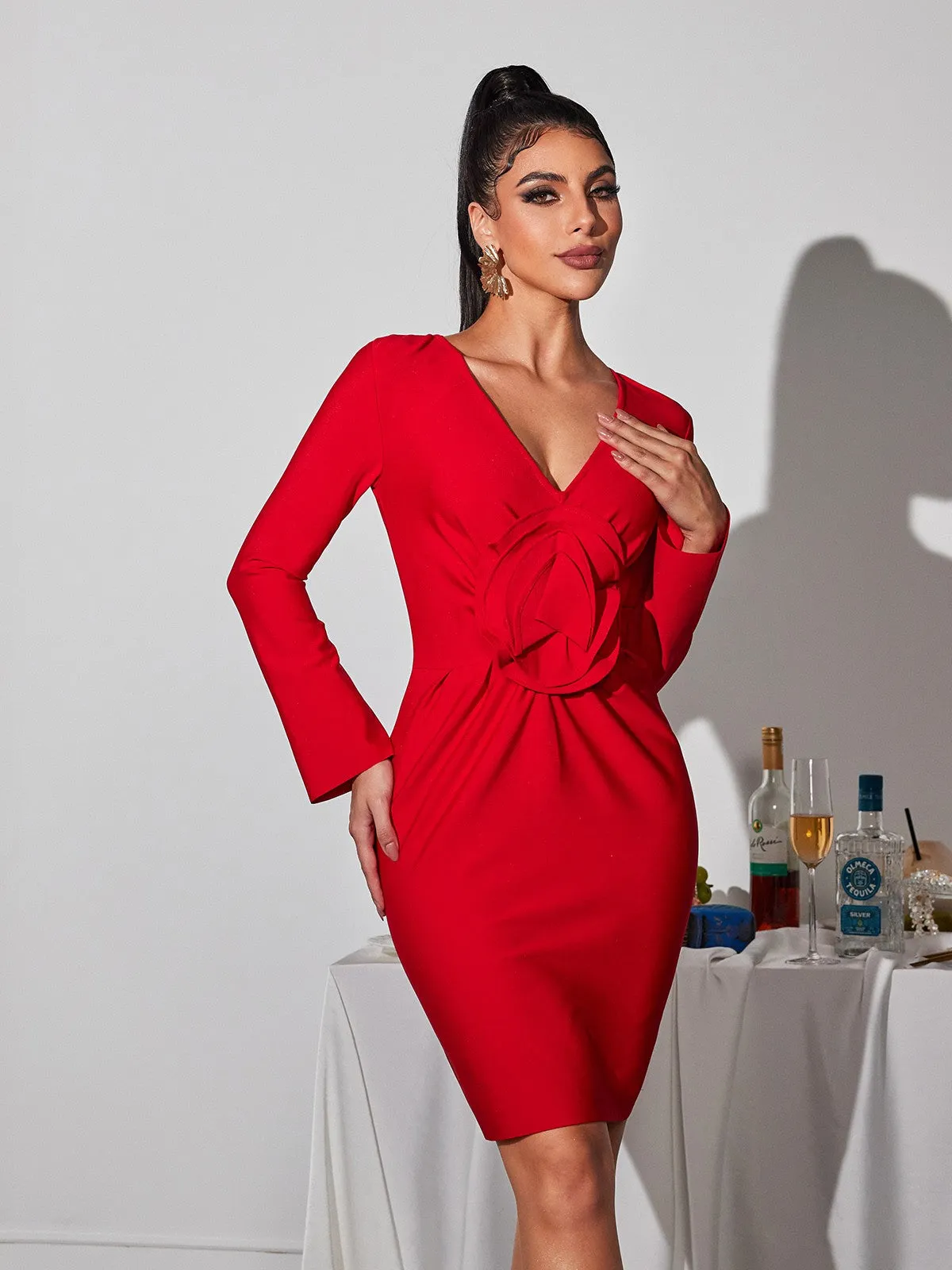 Bertilde V Neck Flower Mini Dress sold by Mew Mews product image thumbnail 2