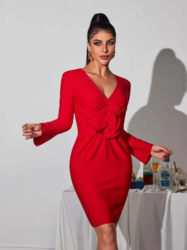 Bertilde V Neck Flower Mini Dress sold by Mew Mews