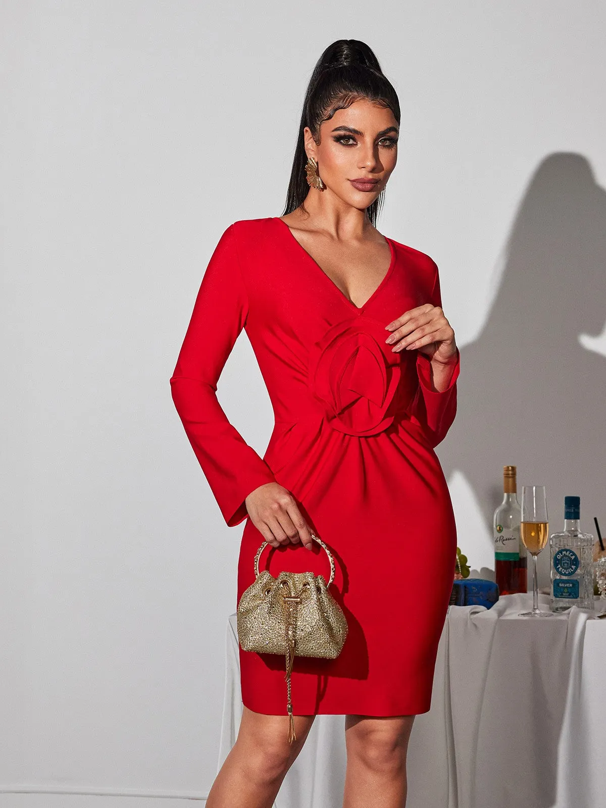 Bertilde V Neck Flower Mini Dress sold by Mew Mews product image thumbnail 5