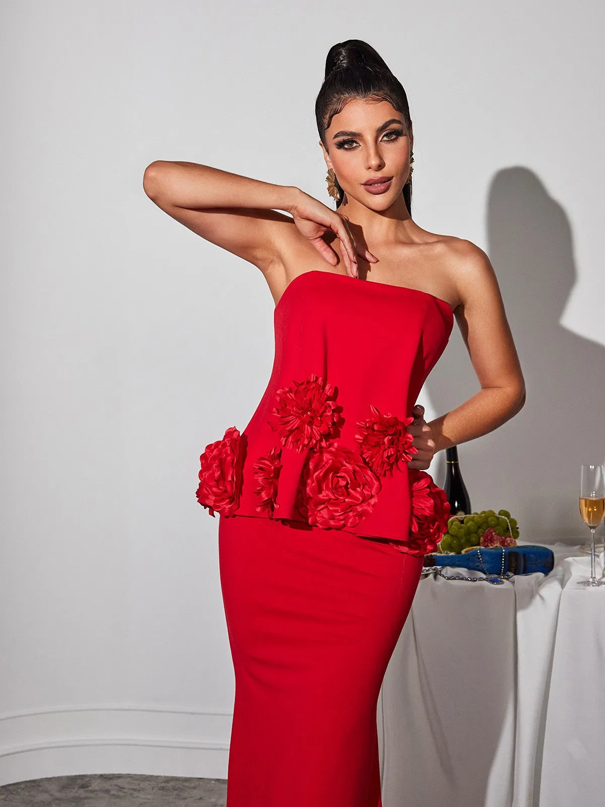 Drucilla Strapless Flower Maxi Dress sold by Mew Mews product image thumbnail 2