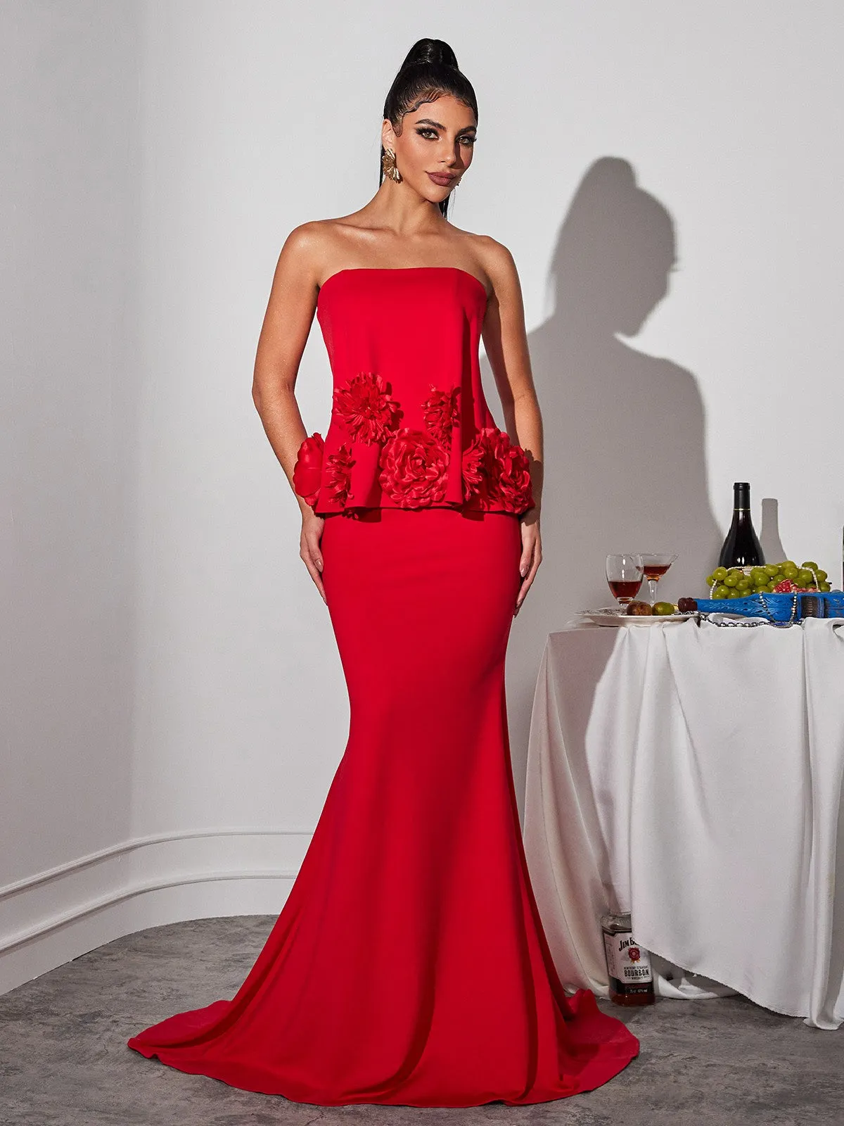 Drucilla Strapless Flower Maxi Dress sold by Mew Mews product image thumbnail 3