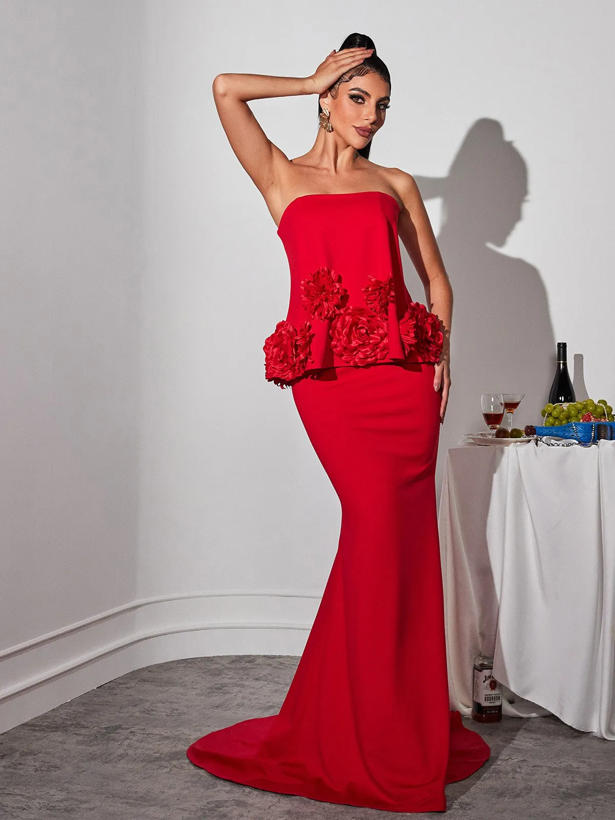 Drucilla Strapless Flower Maxi Dress sold by Mew Mews product image thumbnail 4