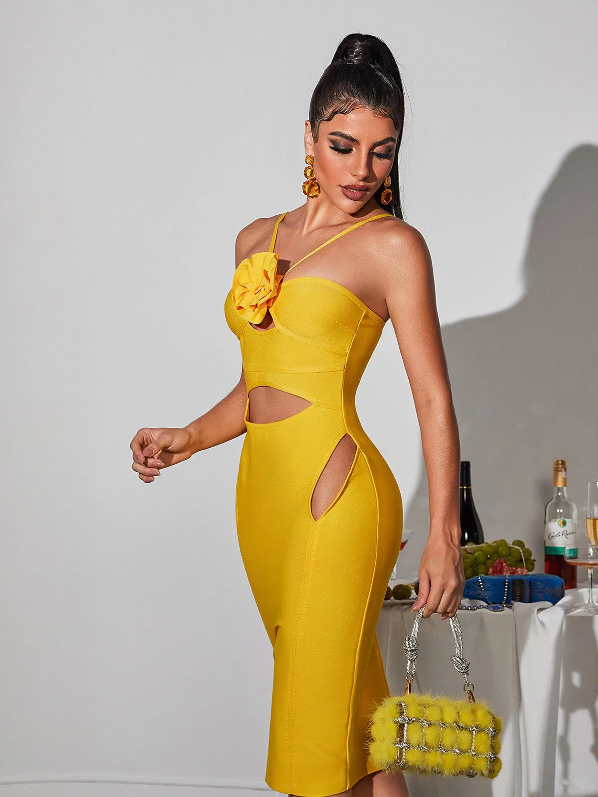 Kyen Flower Cutout Bandage Midi Dress sold by Mew Mews product image thumbnail 2