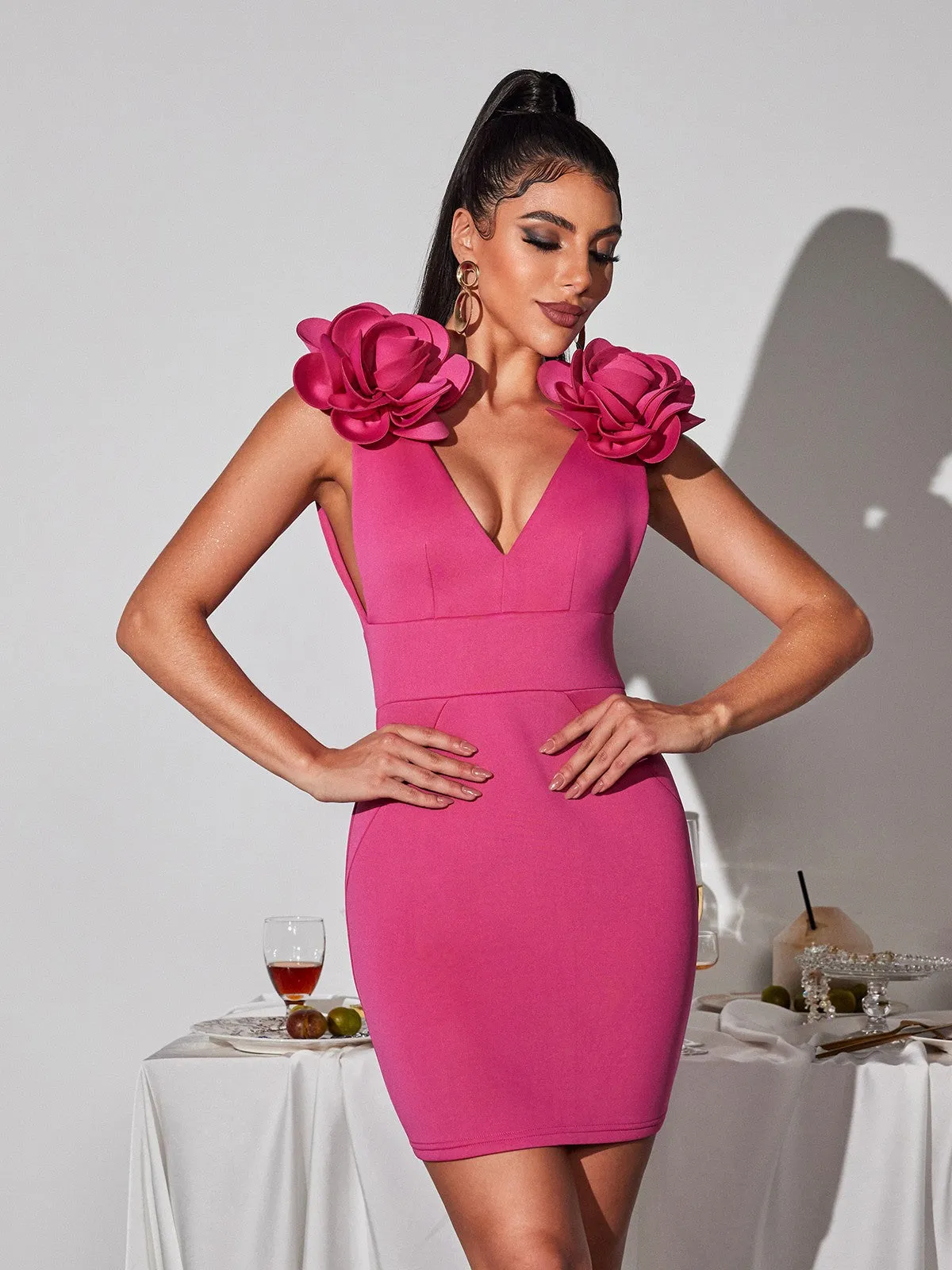 Evrard V Neck Flower Mini Dress sold by Mew Mews product image thumbnail 2