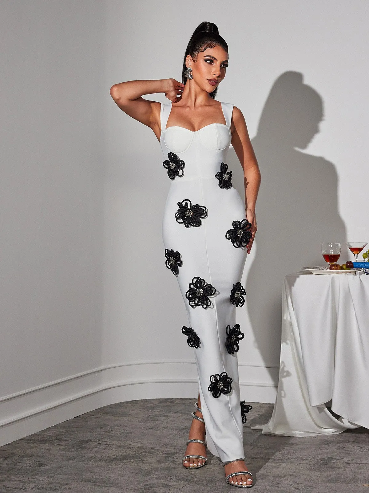 Teadoir Flower Crystal Bandage Mini Dress sold by Mew Mews product image thumbnail 5