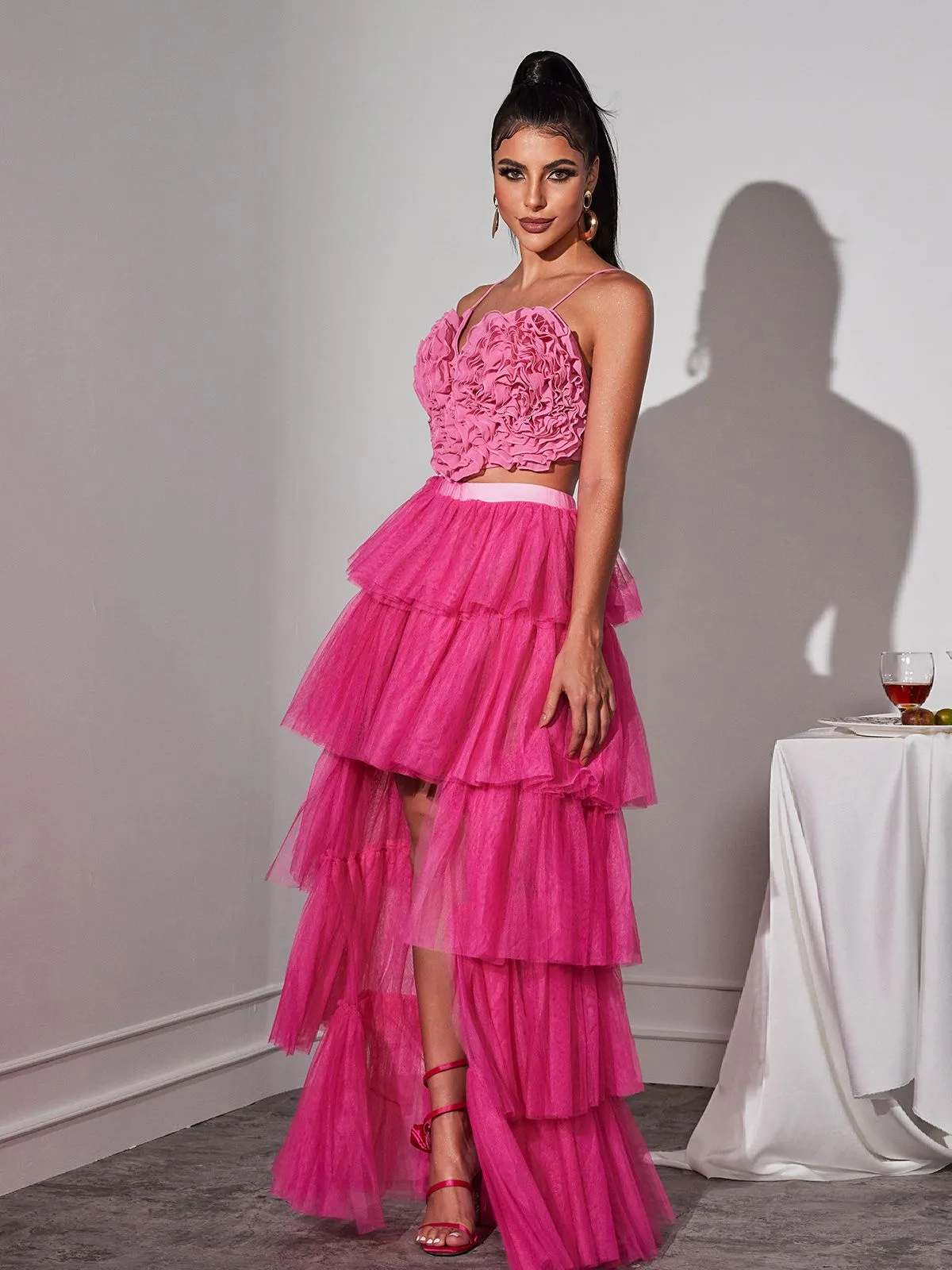 Loryn Tiered Tulle Trimmed Skirt sold by Mew Mews product image thumbnail 3