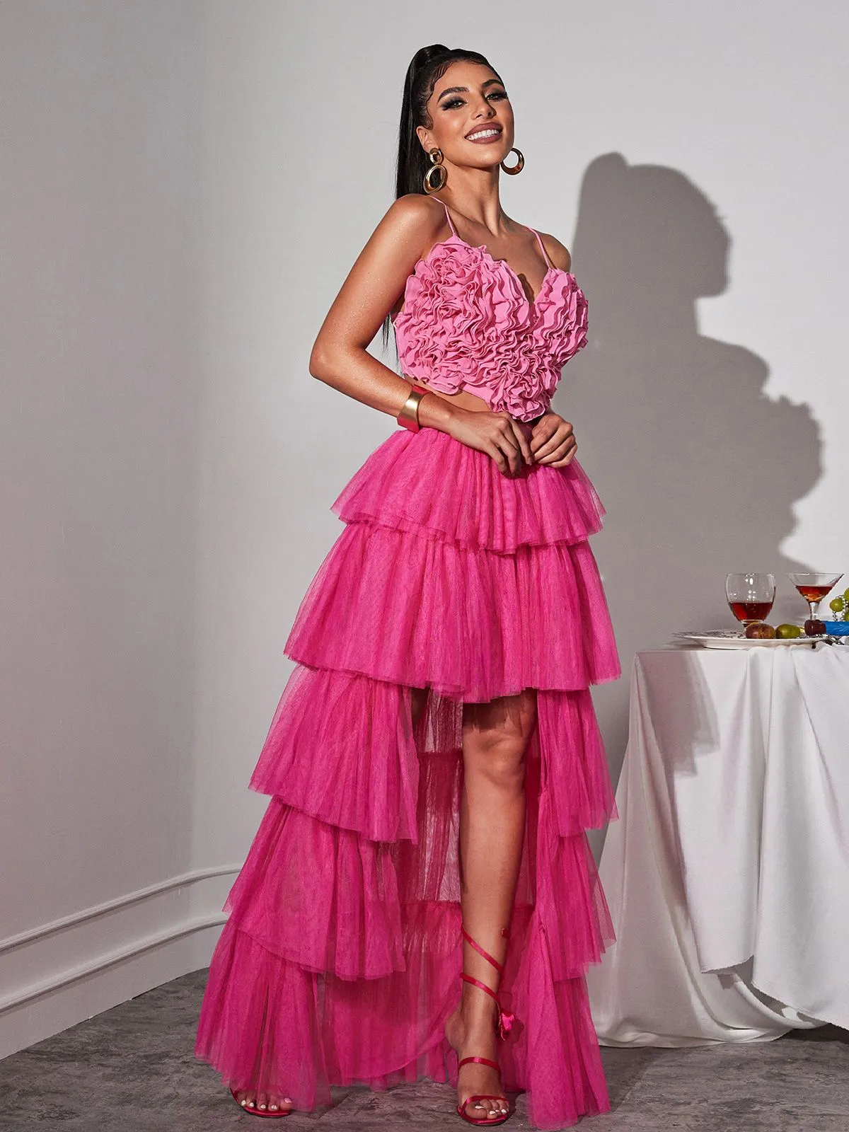 Loryn Tiered Tulle Trimmed Skirt sold by Mew Mews product image thumbnail 4