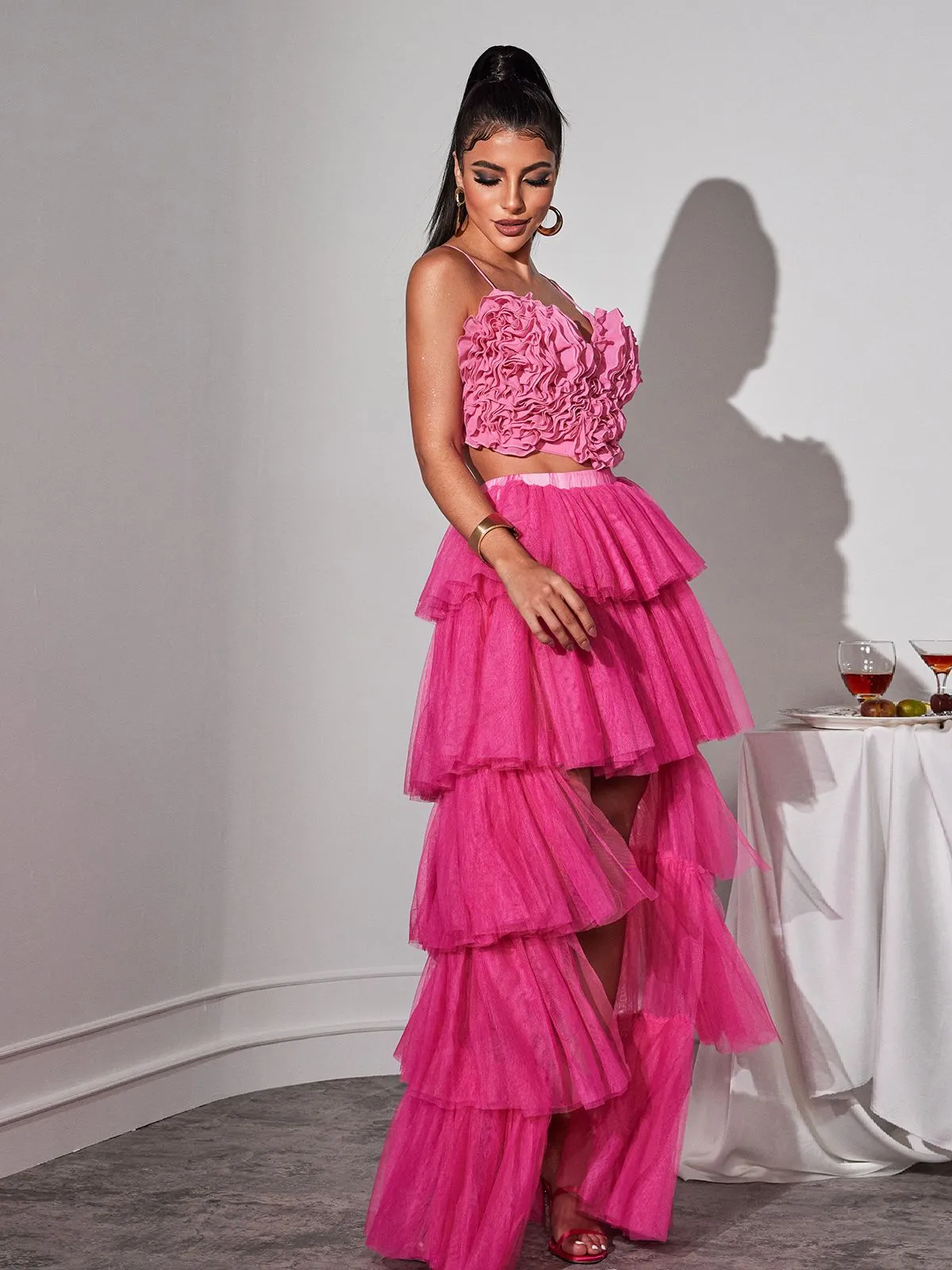Loryn Tiered Tulle Trimmed Skirt sold by Mew Mews product image thumbnail 5
