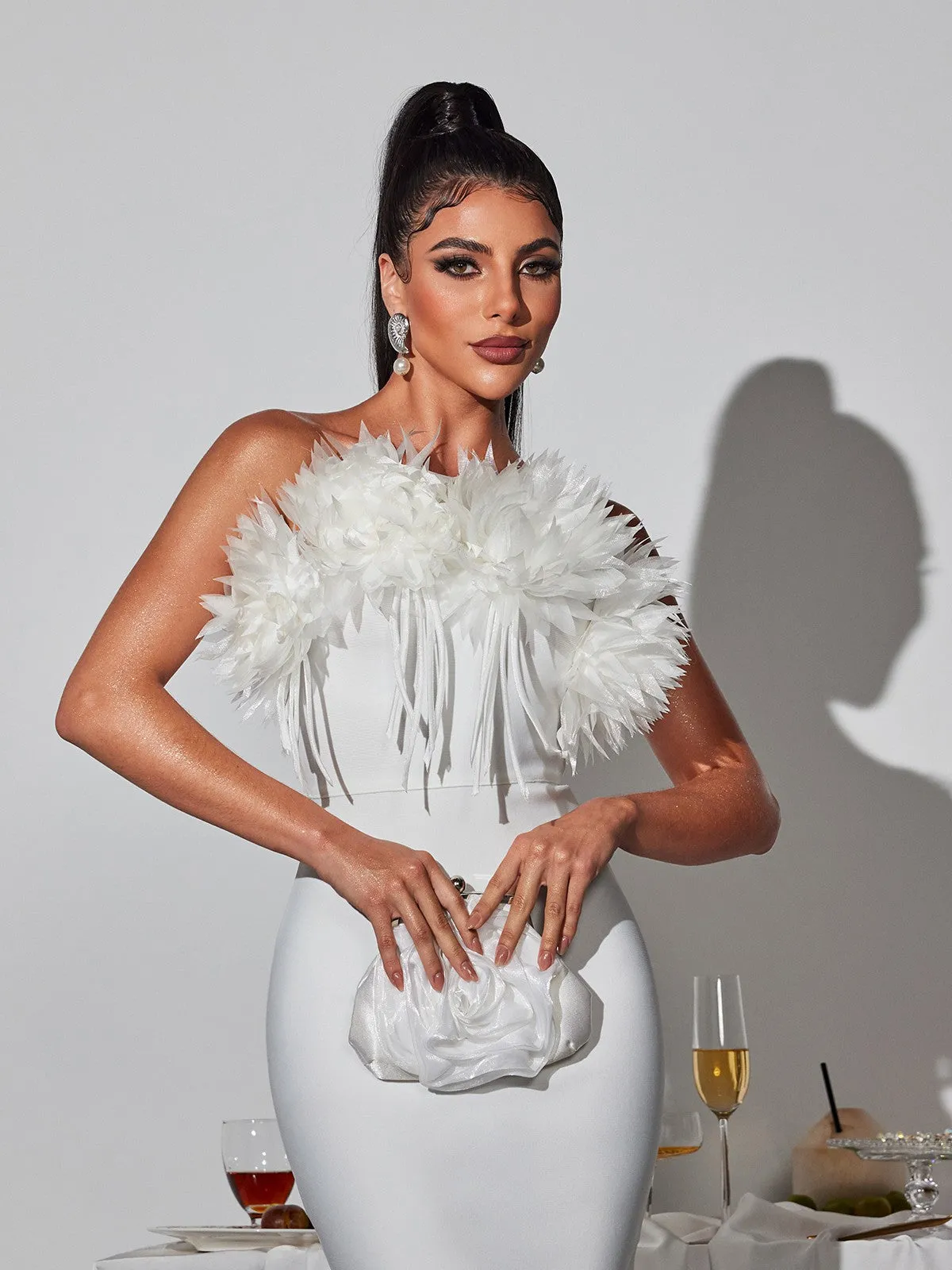 Étienne Flower Fringe Bandage Midi Dress sold by Mew Mews product image thumbnail 2